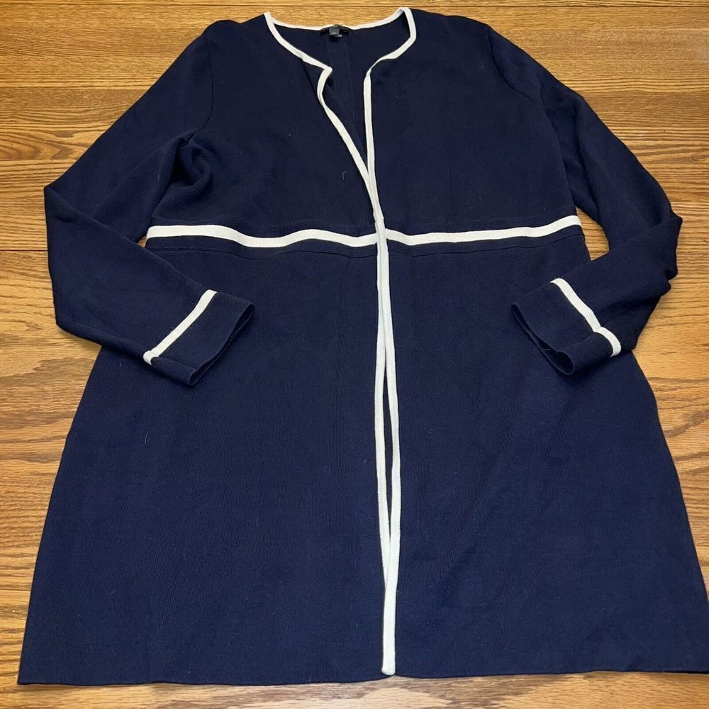 Talbots Open Long Cardigan Blue Long Sleeve Size Large Petite